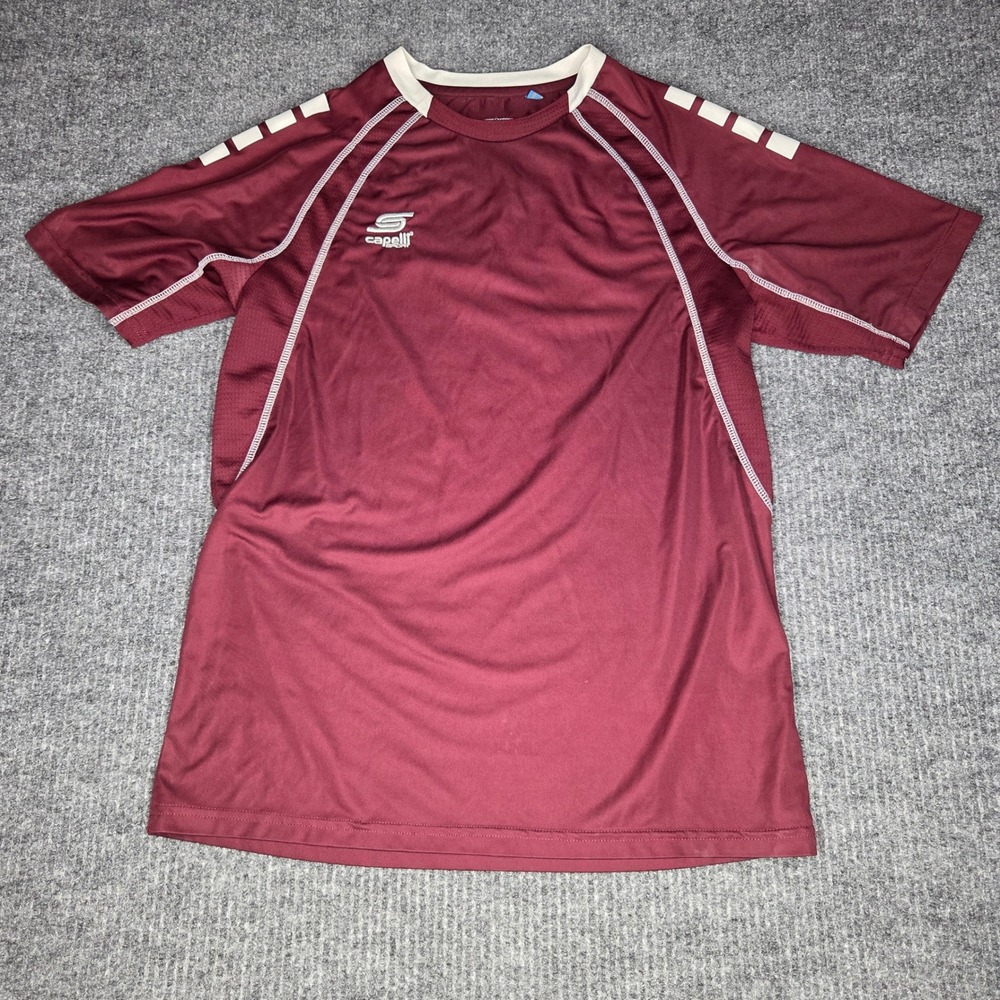 Capelli Sport Soccer Jersey Mens Medium Maroon Athletic Training Short Sleeve